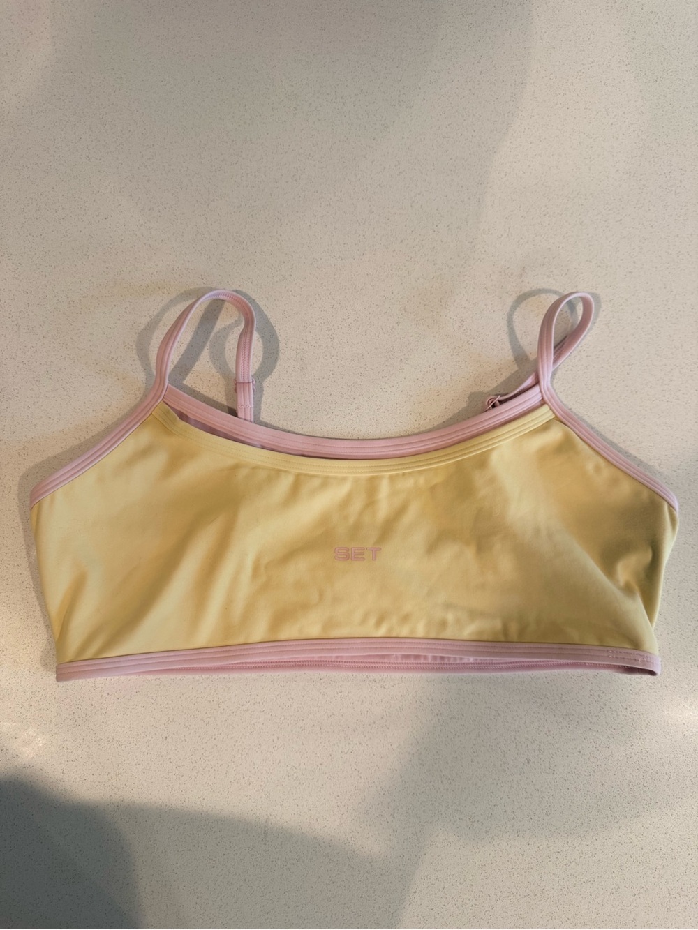 SET Active Yellow Bralette with Pink Trim